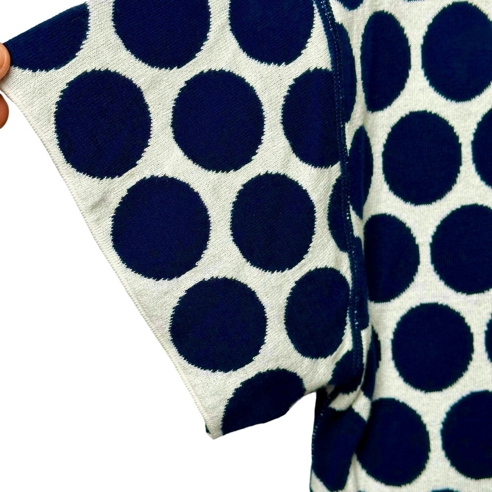 CAbi Size Small Volley Pullover Sweater Polka Dot Reversible Cotton Navy White - Picture 4 of 6